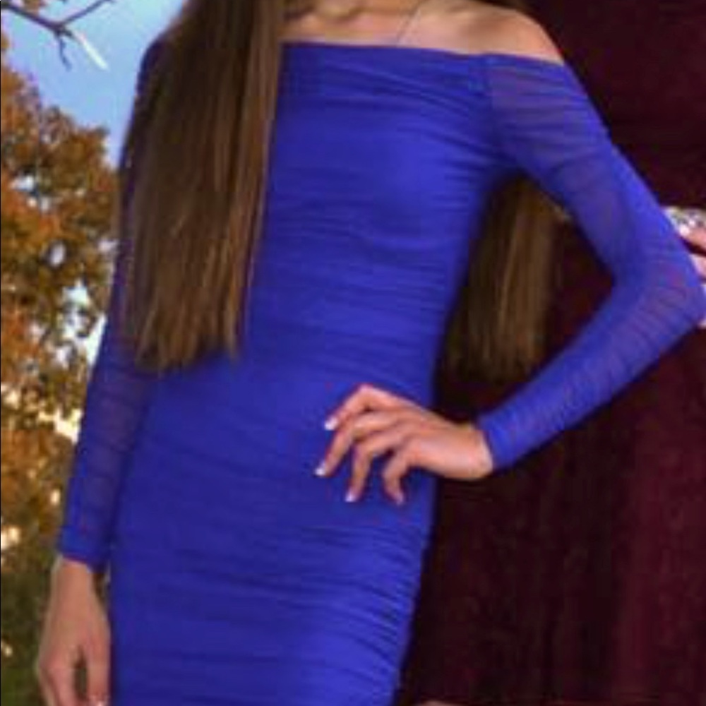 Bodycon off the shoulder royal blue dress